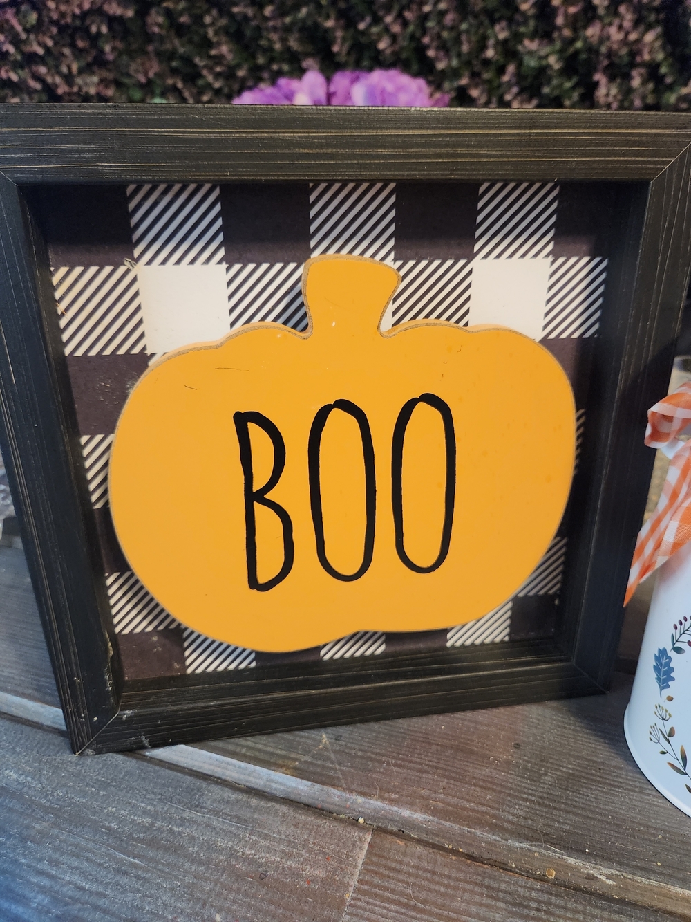 Fall Decor Framed Pumpkin & Hello Fall Milk Pitcher Vase - Picture 2 of 4